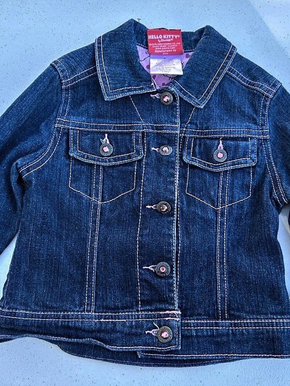Hello Kitty Rhinestone Denim Jacket Girls 4T